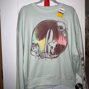 Peanuts Snoopy "Surfs Up" Sweatshirt - Mint Green - [M] - NWT